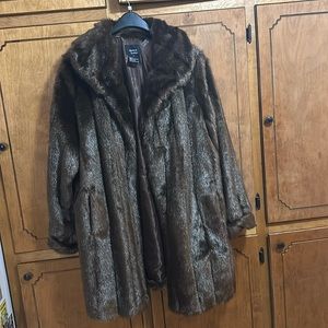 Brown Faux Fur Dress Coat